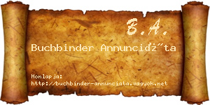 Buchbinder Annunciáta névjegykártya